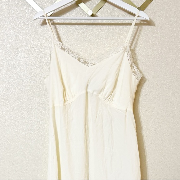 SIMONE ROCHA Lace-trimmed crepe de chine silk midi dress ivory cream size US 10 - Picture 6 of 11